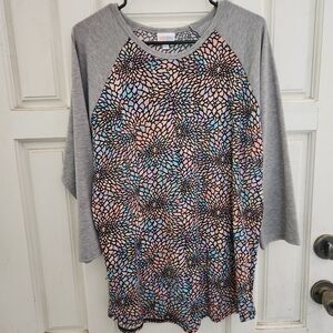 LuLaRoe Multicolor Abstract Top with Gray Accents